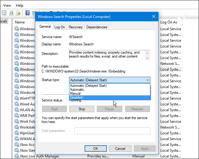 2 Deaktivieren Sie den Windows-Suchdienst Windows 10