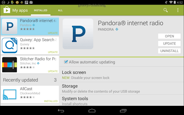 Pandora Update Google Play Store