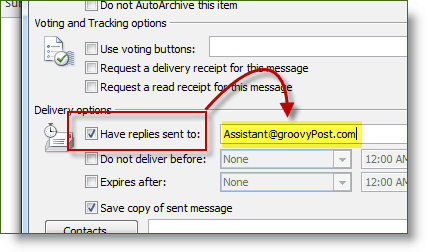 Aktivieren Sie das Kontrollkästchen Antwort auf in Microsoft Office 2010