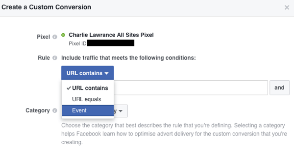Erstellen Sie ereignisbasierte benutzerdefinierte Conversions in Ihrem Facebook Ads Manager.