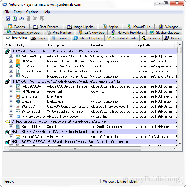 Sysinternals Autoruns Hilft bei der Verwaltung von Windows-Startelementen