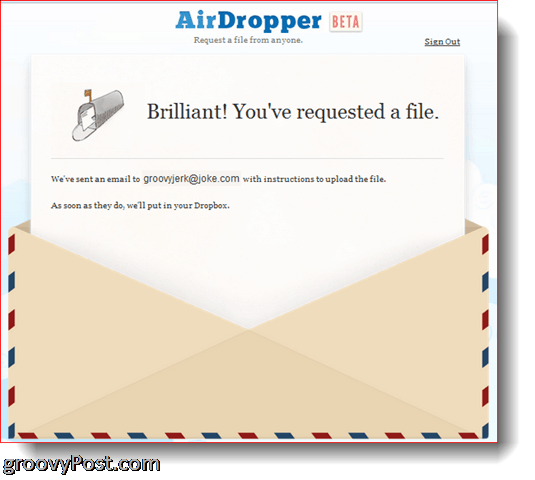 AirDropper Dropbox - Datei wurde gesendet