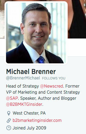 Twitter Profil Bio von Michael Brenner