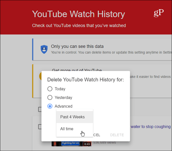 YouTube Watch-Verlauf löschen