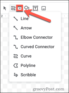 Auswählen eines Linienwerkzeugs in Google Docs