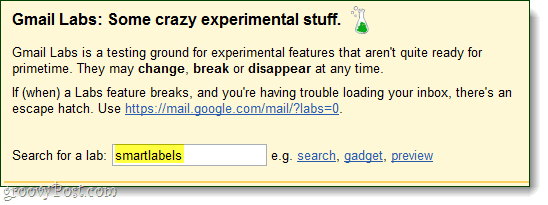 Suchfilter für Google Mail Labs