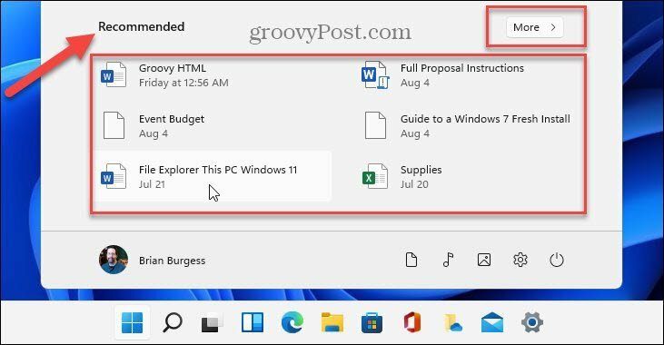 Empfohlene Artikel anzeigen Windows 11