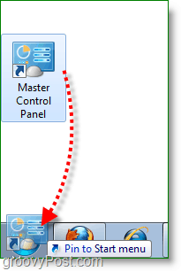 Windows 7 Screenshot - Drag Master Control Panel zum Starten des Menüs