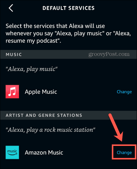 Alexa ändere Interpreten- und Genre-Sender