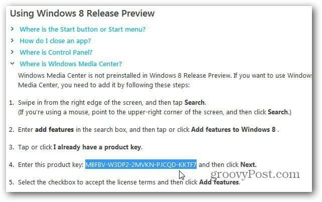 Installieren Sie Windows Media Center unter Windows 8 Release Preview