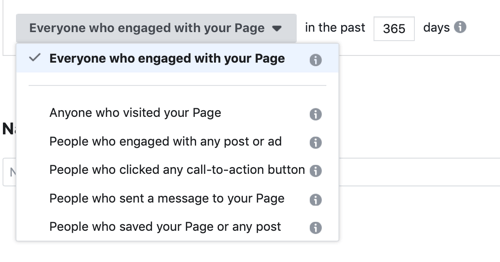 Benutzerdefinierte Zielgruppe für Facebook-Anzeigen-Trichter-Framework-Engagement.