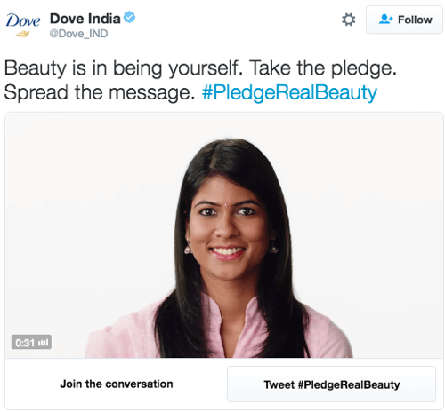 Dove India Twitter Konversationsanzeige