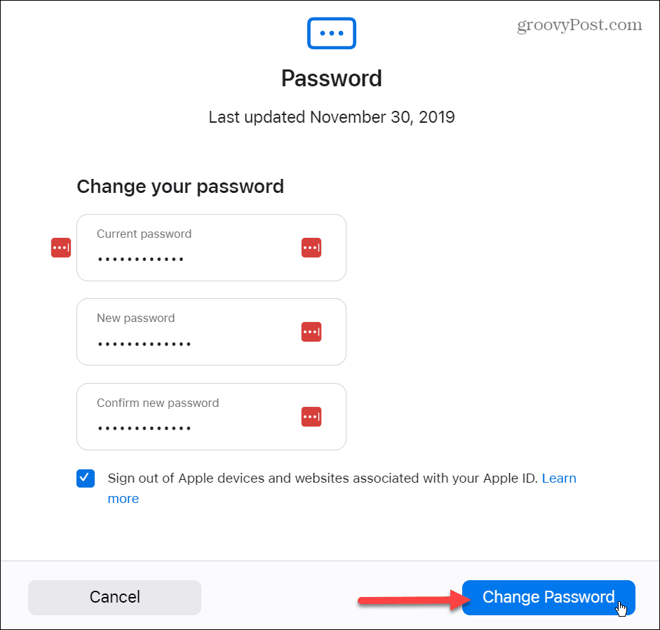 Ändern Sie Ihr Apple-ID-Passwort