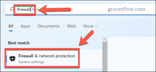 Windows-Suche nach Firewall