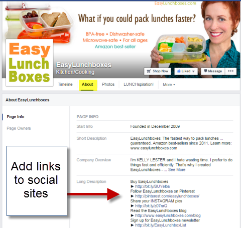 soziale Links in etwa Abschnitt der einfachen Lunchboxen Facebook-Seite