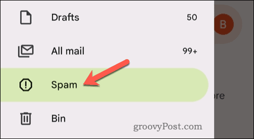 Öffnen Sie den Gmail-Spam-Ordner in der mobilen App