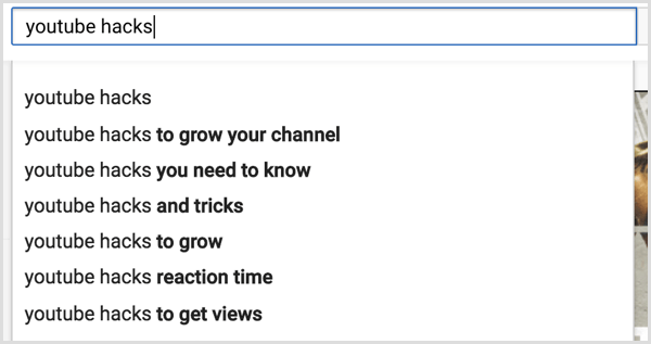 YouTube-Suche nach relevanten Keywords