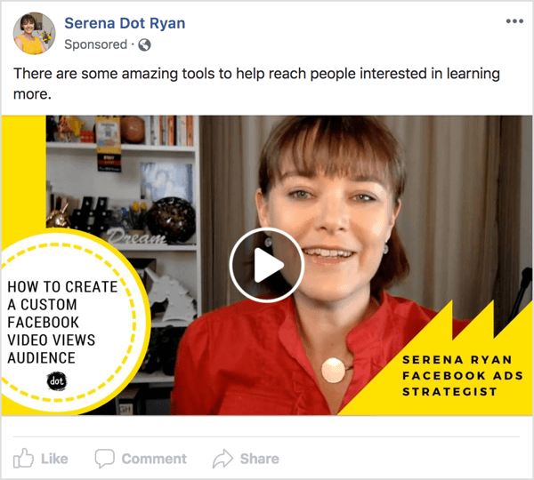 Zeigen Sie Ihrem Publikum eine Facebook-Videoanzeige für etwas, das Sie haben oder tun, um das Problem zu lösen. 