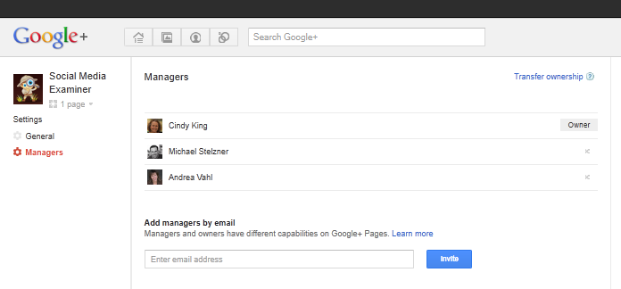 Google + Manager