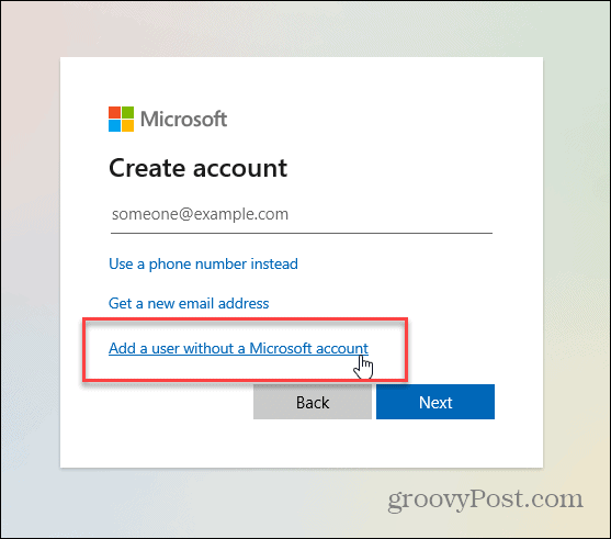 Benutzer ohne Microsoft-Konto