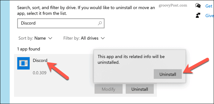 Discord aus Windows 10 entfernen