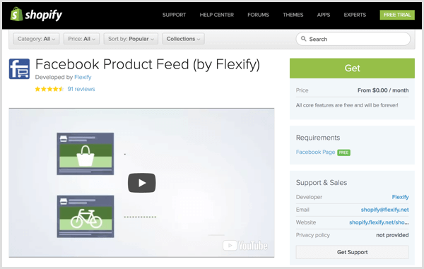 Facebook-Produkt-Feed von Flexify Plugin-Seite