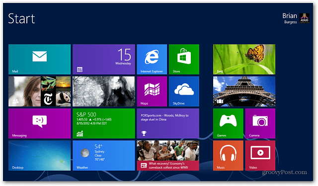 Startbildschirm von Windows 8 Live Tiles