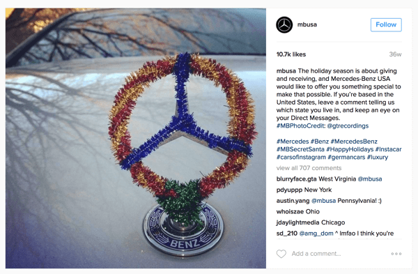 Mercedes Benz Instagram Werbegeschenk