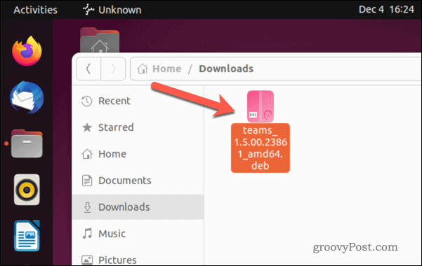 Öffnen Sie die Installationsdatei von Microsoft Teams auf Ubuntu