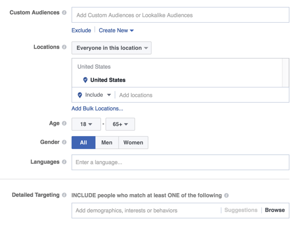 Optionen für die Ausrichtung von Facebook-Anzeigenpublikum