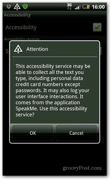 SpeakMe für Android-Zugriff aktivieren