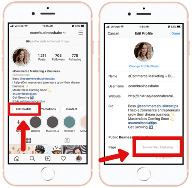 So verbinden Sie das Instagram-Geschäftskonto mit der Facebook-Seite in der Instagram-App