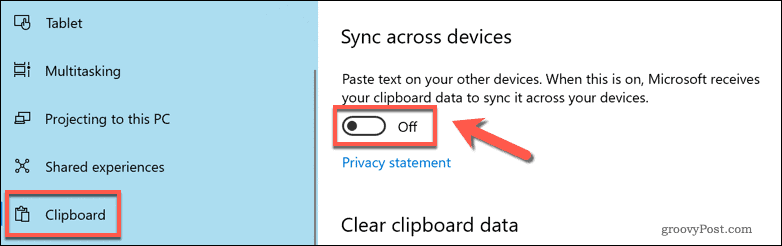 Aktivieren Sie die Synchronisierung der Cloud-Zwischenablage in Windows 10