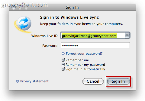 Windows Live Sync Beta unter OS X.