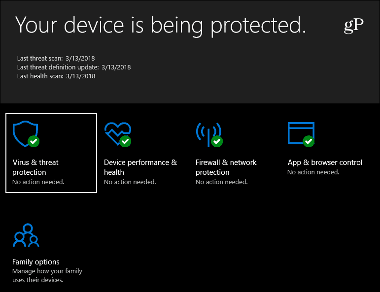 Windows Defender-Sicherheit Windows 10
