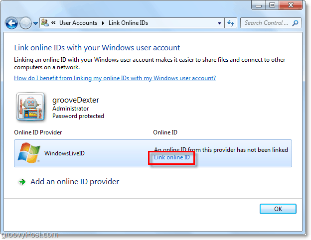 Verknüpfen Sie die Windows Live-ID mit dem Windows 7-Konto