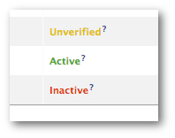 aktiv nicht verifiziert inaktiv