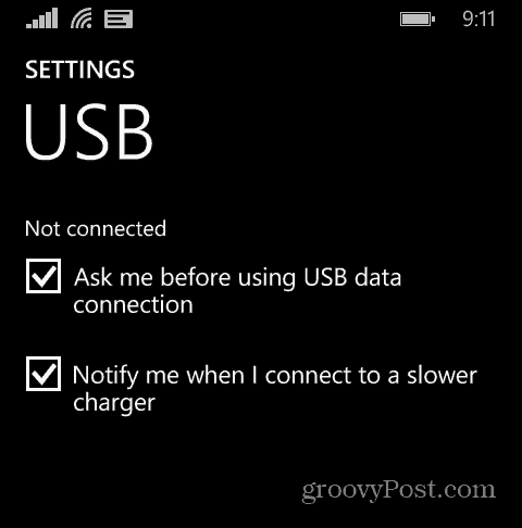 Windows Phone-Einstellungen USB