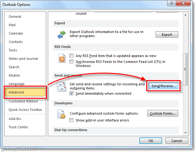 So planen Sie das automatische Senden / Empfangen in Outlook 2010