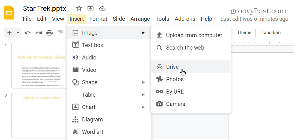 gif von Google Drive einfügen