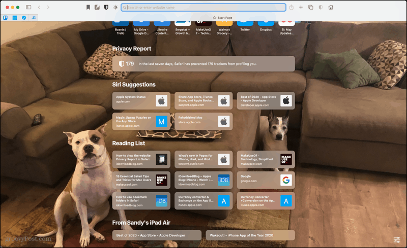 Safari-Startseite auf dem Mac