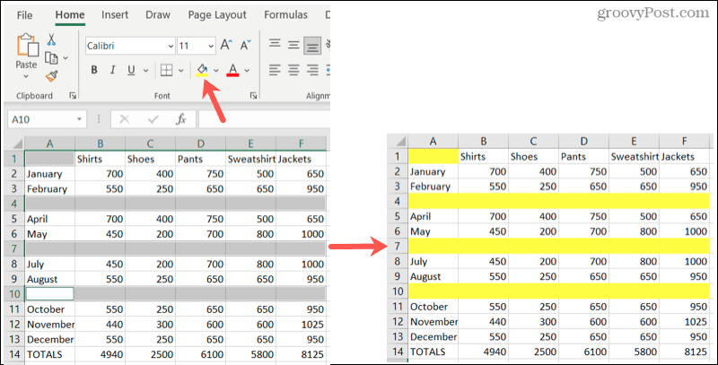 Markieren Sie leere Zeilen in Excel