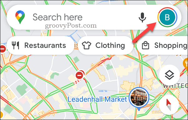 Tippen Sie auf das Google Maps-Profilsymbol