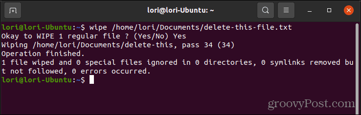 Löschen Sie eine Datei sicher mit Wipe in Linux
