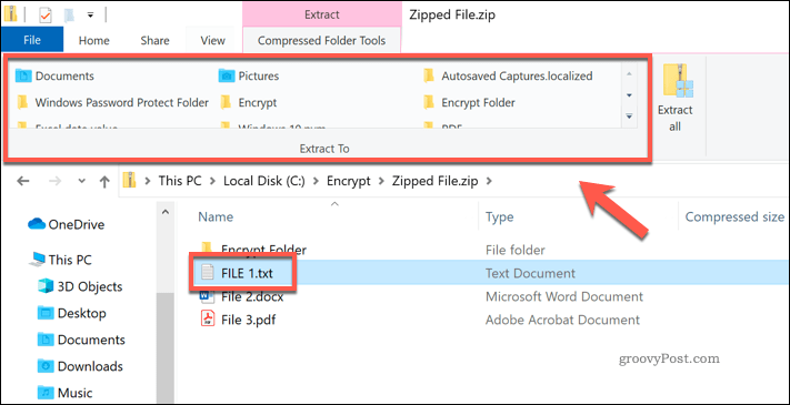 Extrahieren einer einzelnen Datei aus einer Zip-Datei im Windows-Datei-Explorer