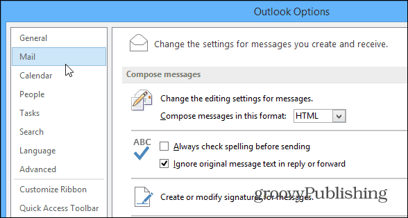 Outlook-Optionen