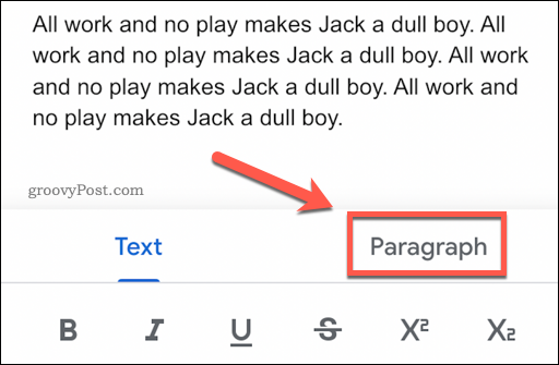 Formatieren von Text nach Absatz in Google Text & Tabellen