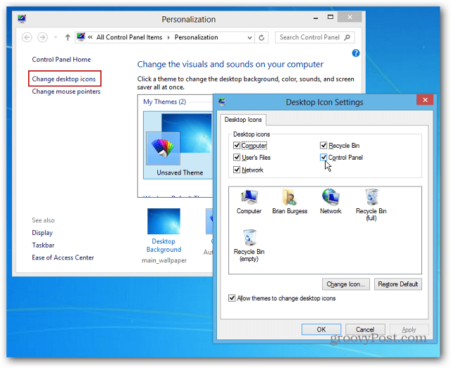 So heften Sie das Systemsteuerungssymbol an die Windows 8-Taskleiste an