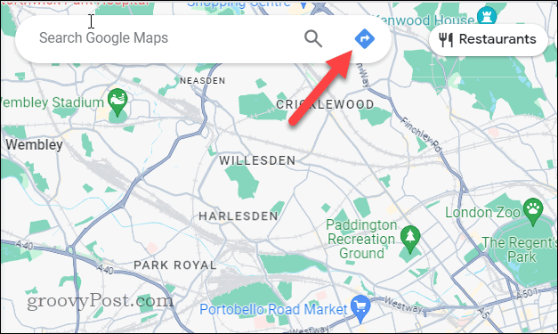 Schaltfläche „Wegbeschreibung“ in Google Maps auf dem PC
