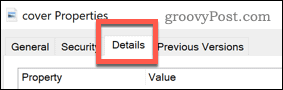 Registerkarte "Windows-Eigenschaftendetails"
